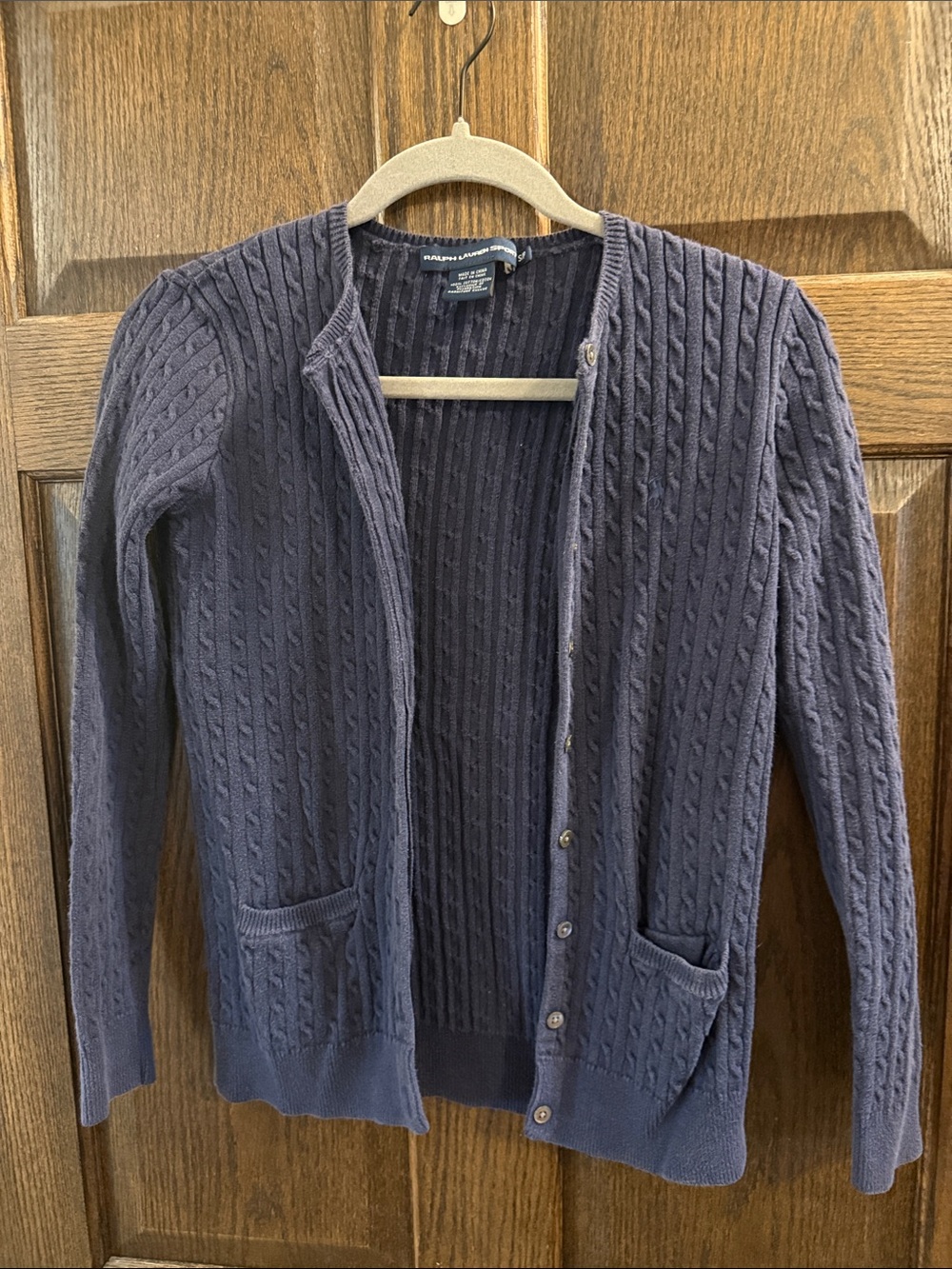 Ralph Lauren Cable-Knit Cardigan in Navy Blue Size Small